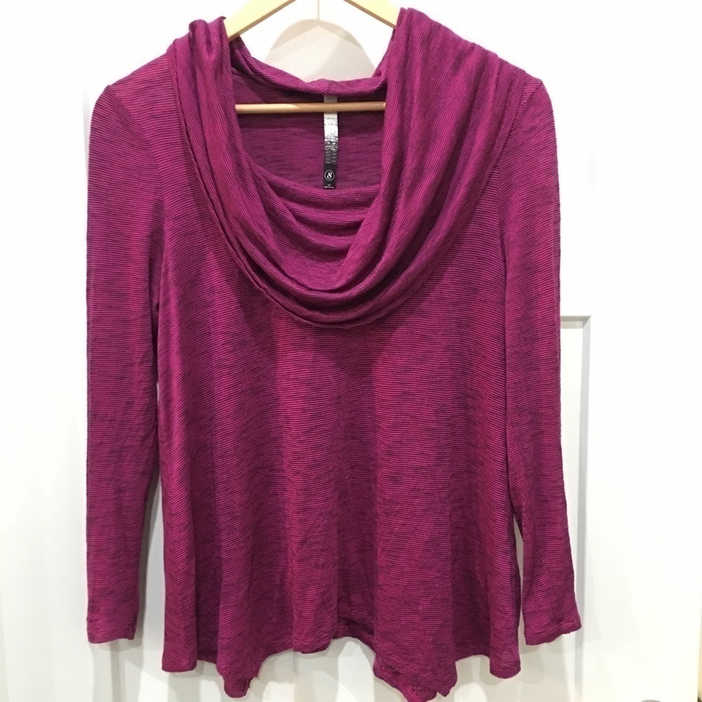 Kensie Cowl neck slubbed Jersey Top Size Small pink